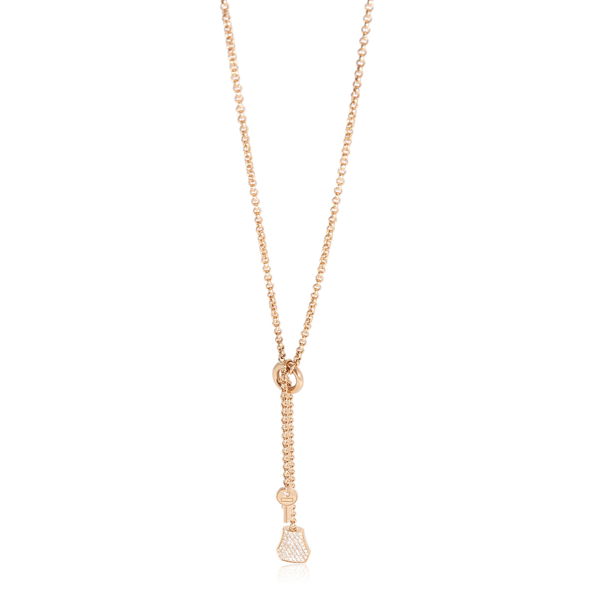 Hermes Kelly Clochette Necklace, Small Model in 18K Rose Gold 0.53 CTW