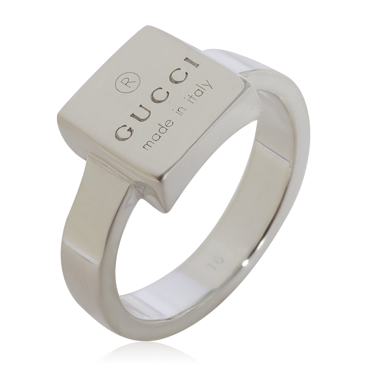Gucci Trademark Square Top Logo Ring in Sterling Silver myGemma