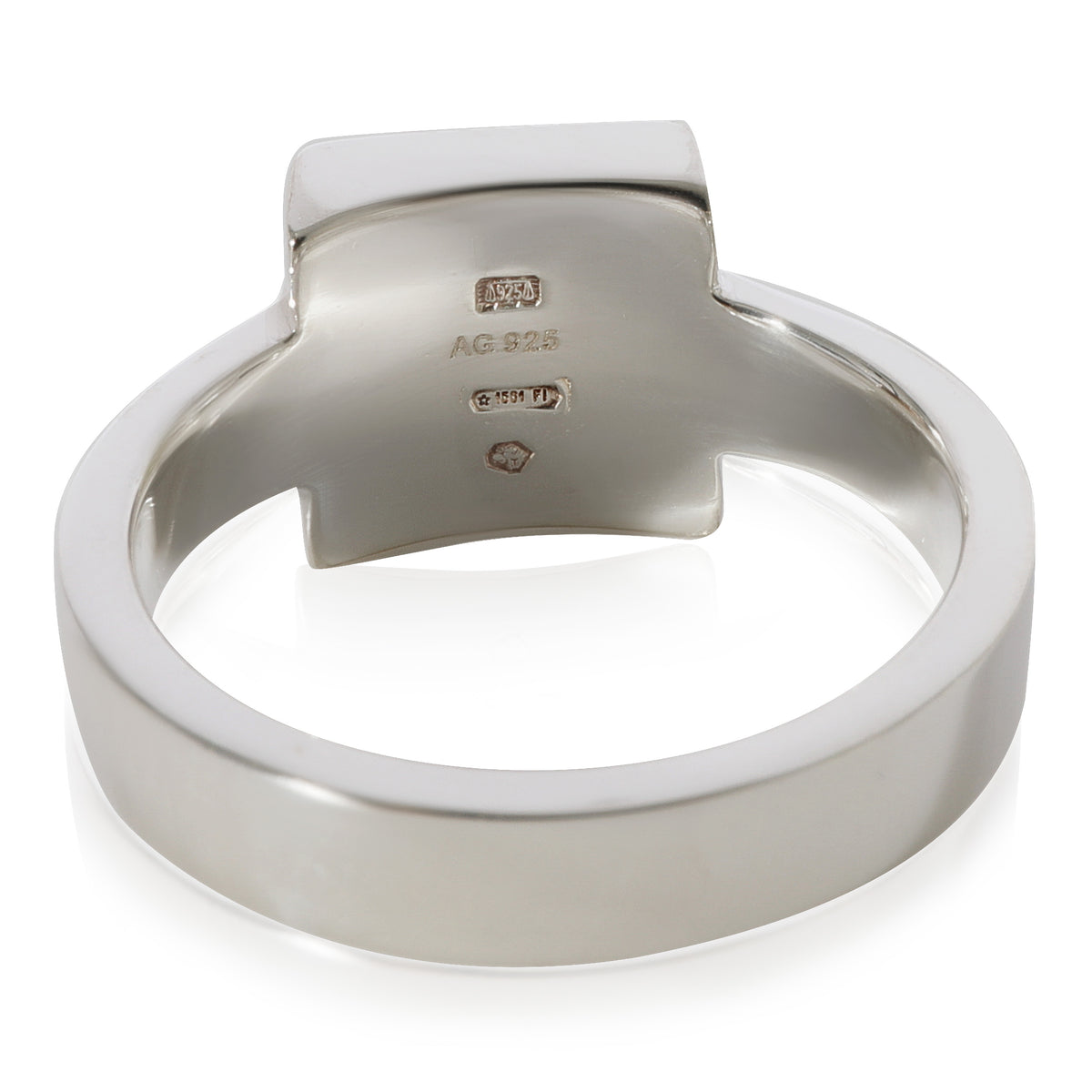 Gucci Trademark Square Top Logo Ring in  Sterling Silver