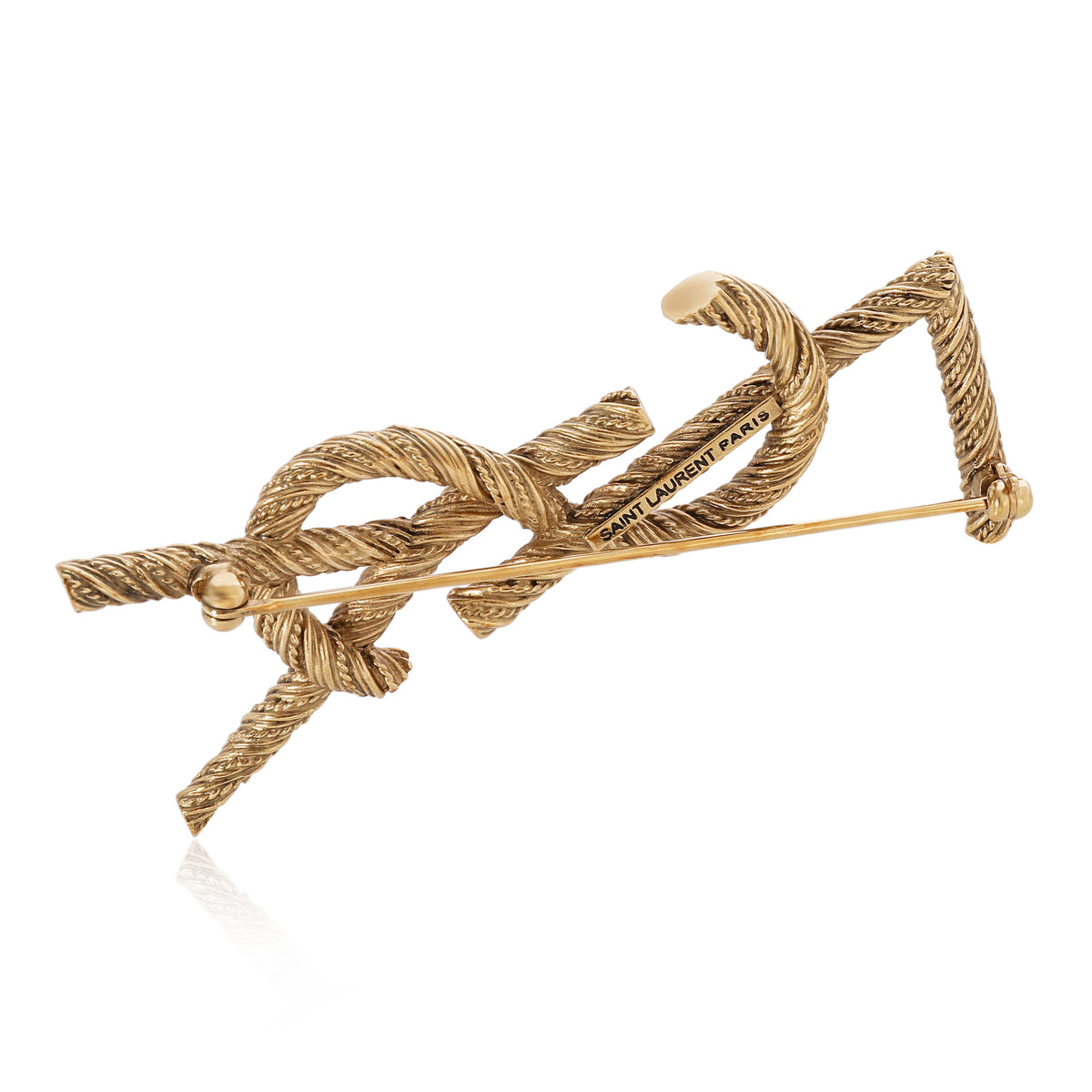 Saint Laurent Opyum Brooch Rope In Brass in Metallic