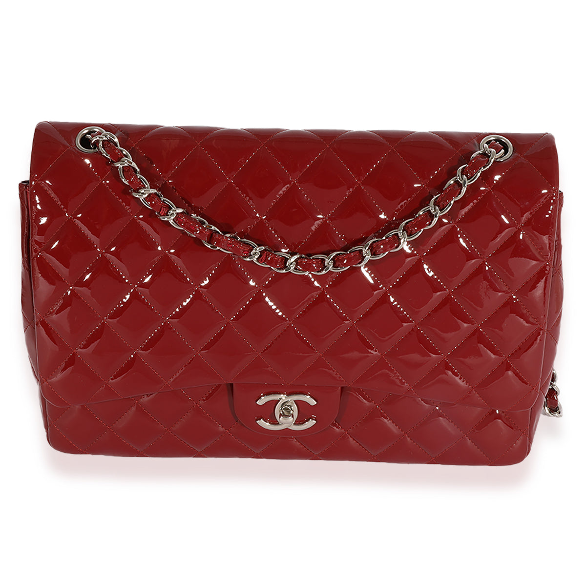 Chanel Dark Red Quilted Patent Leather Maxi Classic Double Flap Bag, myGemma, CA