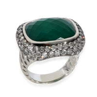 David Yurman Waverly Onyx Diamond Ring in Sterling Silver Green 2.96