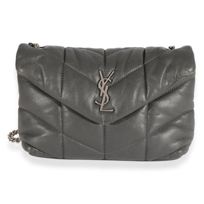 Saint Laurent Gray Quilted Lambskin Loulou Puffer Toy Bag