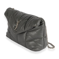 Saint Laurent Gray Quilted Lambskin Loulou Puffer Toy Bag