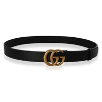 Gucci Black Smooth Leather Double G Belt 95