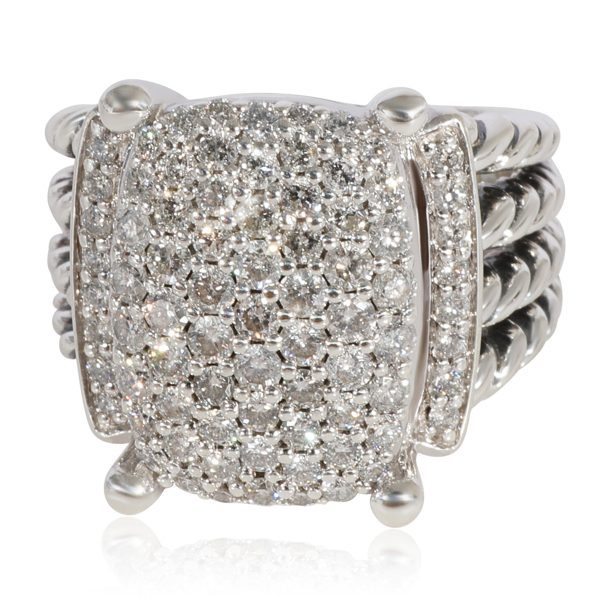 David Yurman Wheaton Diamond Cocktail Ring in Sterling Silver 1.12 CTW