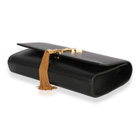 Saint Laurent Black Smooth Leather Cassandre Tassel Clutch