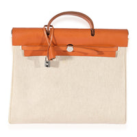 Hermès Ecru Toile & Natural Vache Hunter 2-in-1 Herbag 39 PHW