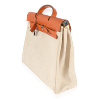 Hermès Ecru Toile & Natural Vache Hunter 2-in-1 Herbag 39 PHW