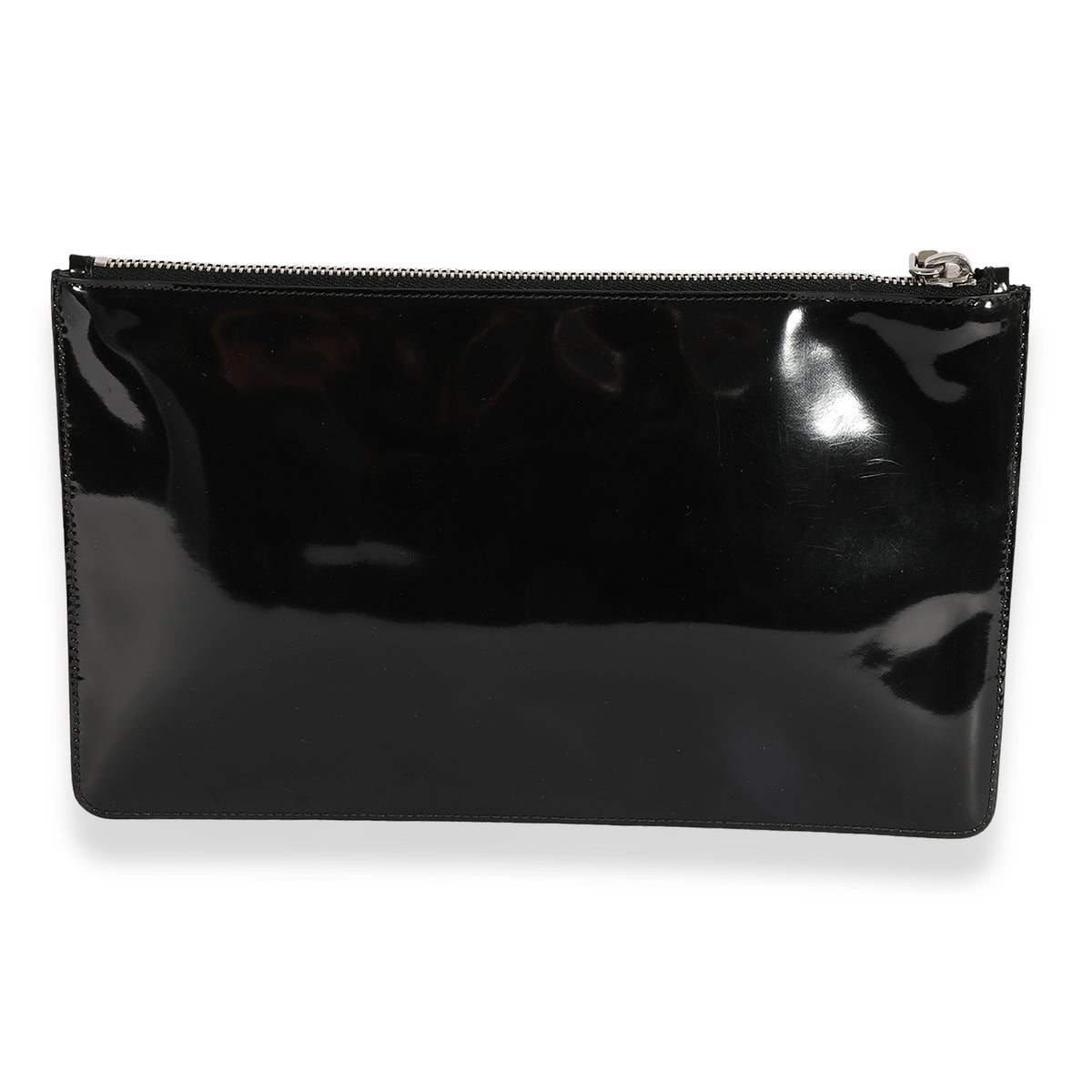 Prada Black Patent Leather Grommet Zip Case