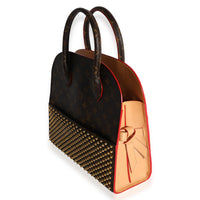 LOUIS VUITTON Monogram Calf Hair Spikes Iconoclasts Christian Louboutin Tote  Red 78381