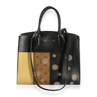 Louis Vuitton Black Calfskin & Monogram Canvas Studded City Steamer