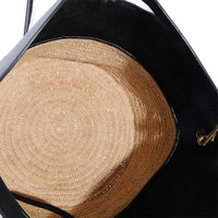 Celine Black Calfskin & Raffia Basket Bag