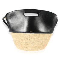 Celine Black Calfskin & Raffia Basket Bag