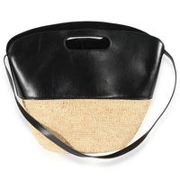 Celine Black Calfskin & Raffia Basket Bag