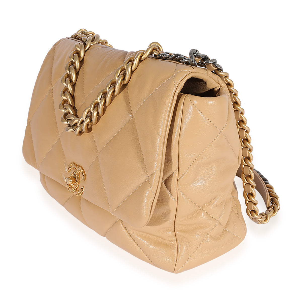Chanel 19 Flap Bag In Pastel Yellow Lambskin With Gold Hardware in Natural