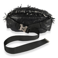 Chanel Black Embossed Nylon & Tweed Coco Neige Waist Bag