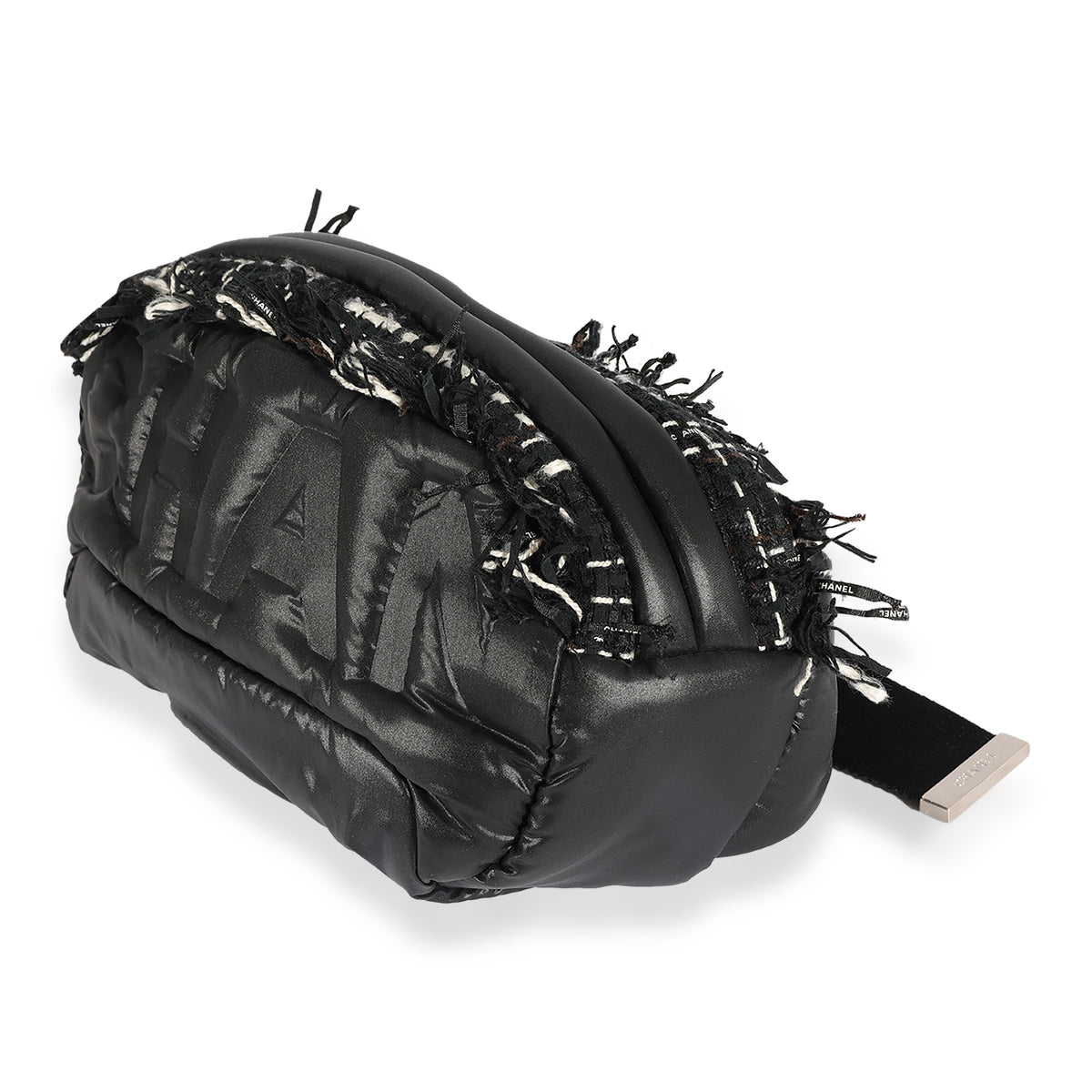 Chanel Black Embossed Nylon & Tweed Coco Neige Waist Bag, myGemma