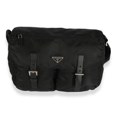 Prada Black Nylon Vela Messenger