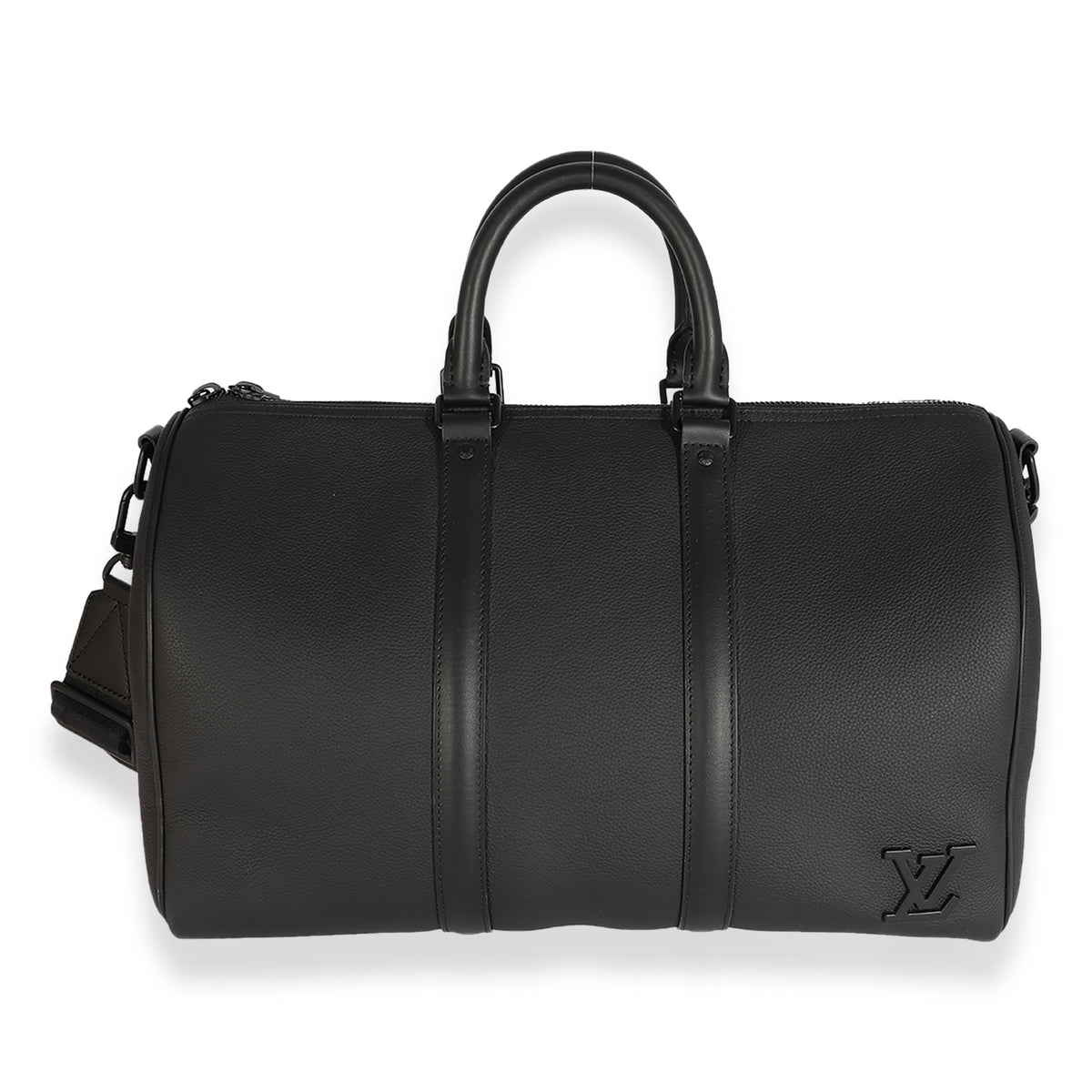 louis vuitton travel bag men's Louis Vuitton Black Grained Calfskin Aerogram Keepall Bandoulière 40 | myGemma