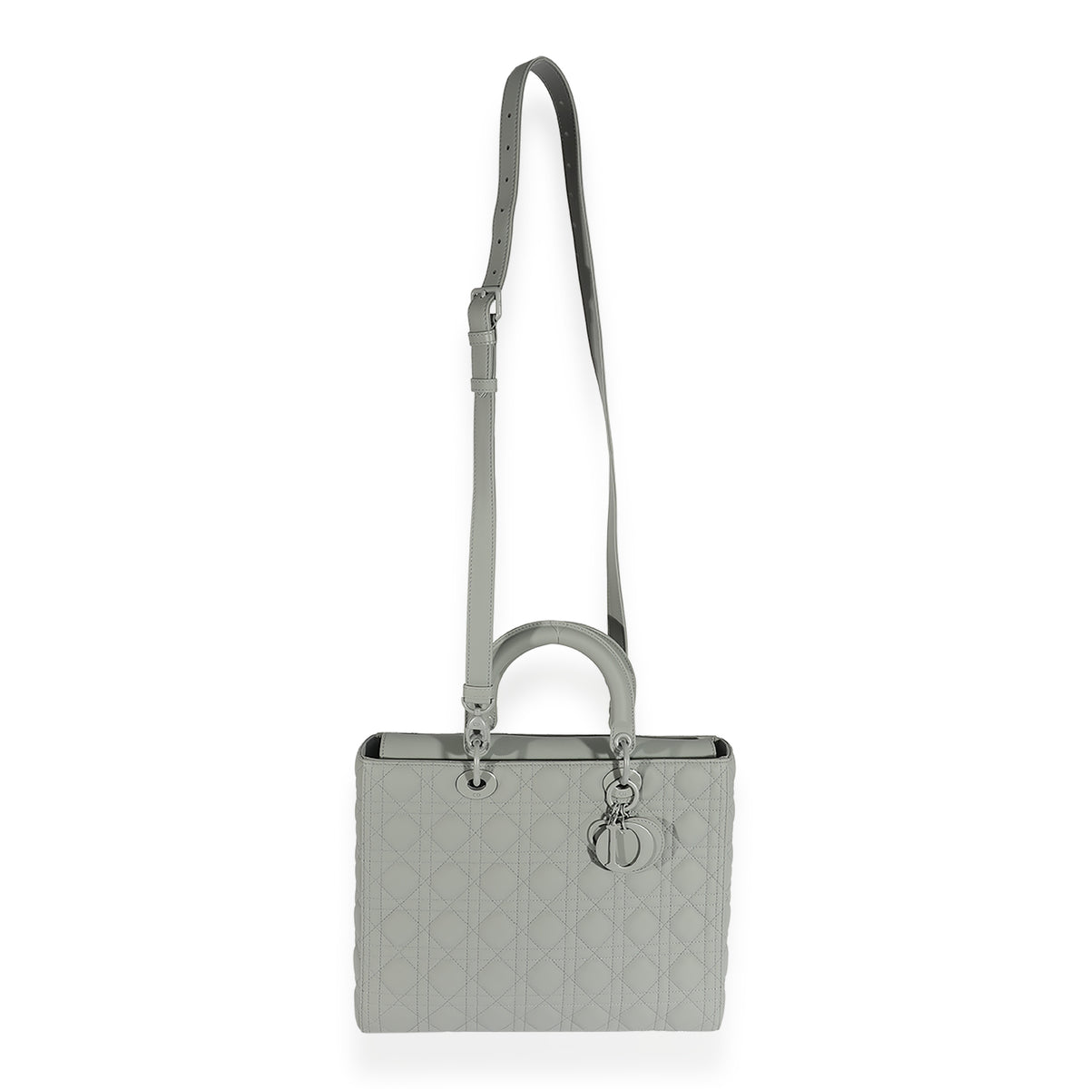 Dior Grey Stone Ultramatte Cannage Calfskin Large Lady Dior Bag