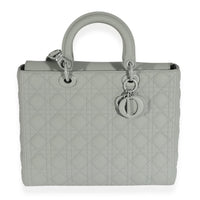 Dior Grey Stone Ultramatte Cannage Calfskin Large Lady Dior Bag