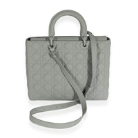 Dior Grey Stone Ultramatte Cannage Calfskin Large Lady Dior Bag