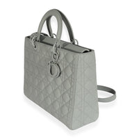 Dior Grey Stone Ultramatte Cannage Calfskin Large Lady Dior Bag