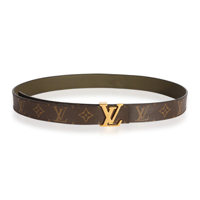 Louis Vuitton Monogram Canvas & Olive Green Reversible Initiales Belt 90