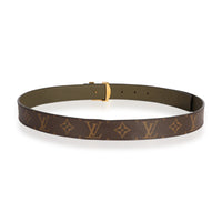 Louis Vuitton Monogram Canvas & Olive Green Reversible Initiales Belt 90