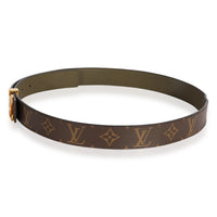 Louis Vuitton Monogram Canvas & Olive Green Reversible Initiales Belt 90