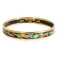 Hermès Plated Enamel Narrow Black Enamel Qu Importe Les Flacons Bracelet (67MM)