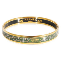 Hermès Plated Enamel Narrow Green Double Chaine d Ancre Link Design Bracelet