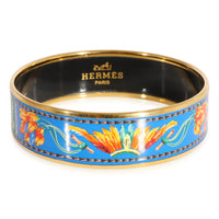 Hermès Plated Enamel Brazil Design Blue & Orange Colorways Bracelet (62MM)