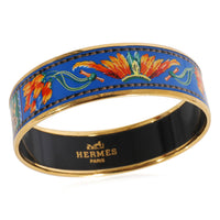 Hermès Plated Enamel Brazil Design Blue & Orange Colorways Bracelet (62MM)