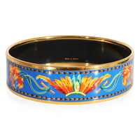 Hermès Plated Enamel Brazil Design Blue & Orange Colorways Bracelet (62MM)