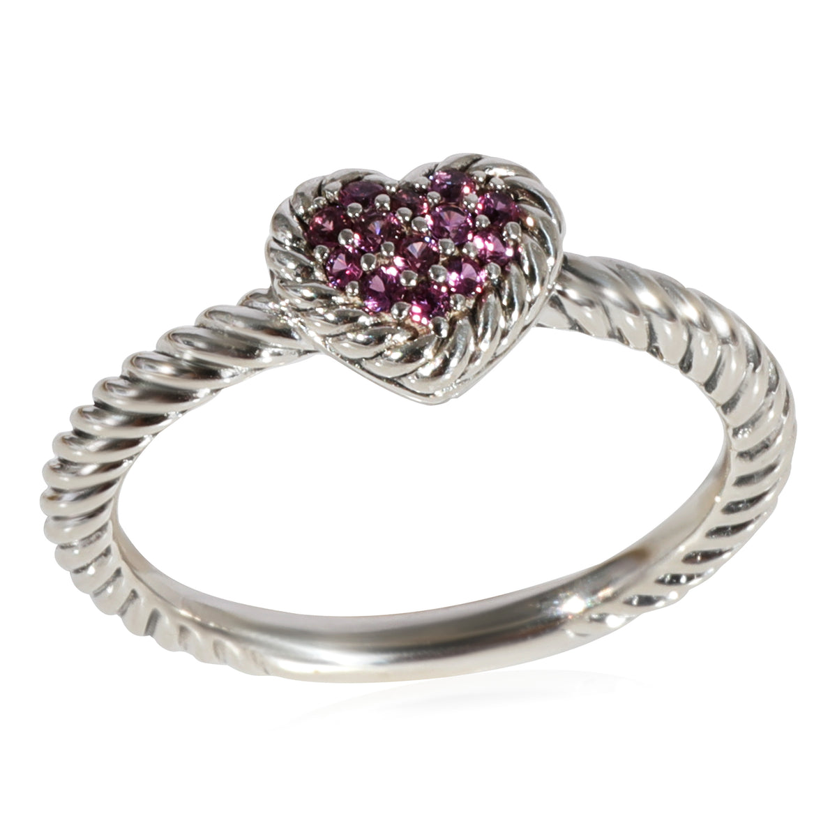 David Yurman Châtelaine Heart  Pink Sapphire Ring in Sterling Silver  0.05 CTW