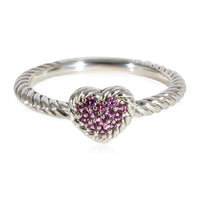 David Yurman Châtelaine Heart  Pink Sapphire Ring in Sterling Silver  0.05 CTW