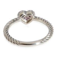 David Yurman Châtelaine Heart  Pink Sapphire Ring in Sterling Silver  0.05 CTW