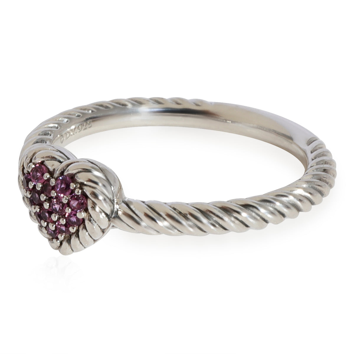 David Yurman Châtelaine Heart  Pink Sapphire Ring in Sterling Silver  0.05 CTW