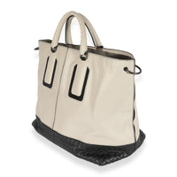 Bottega Veneta Taupe Leather & Black Intrecciato Convertible Tote