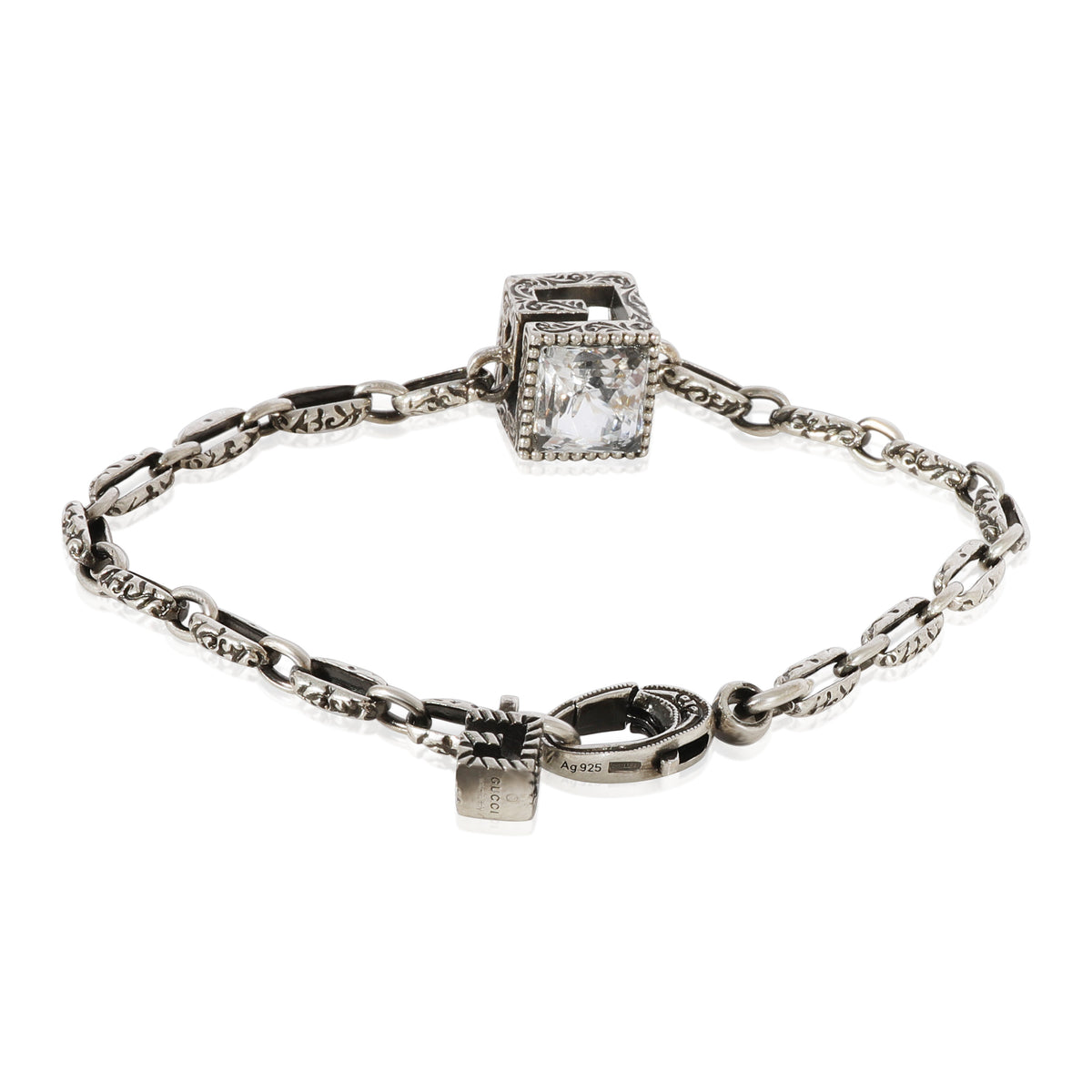Gucci GG Cube Bracelet with White Crystals in 925 Sterling Silver