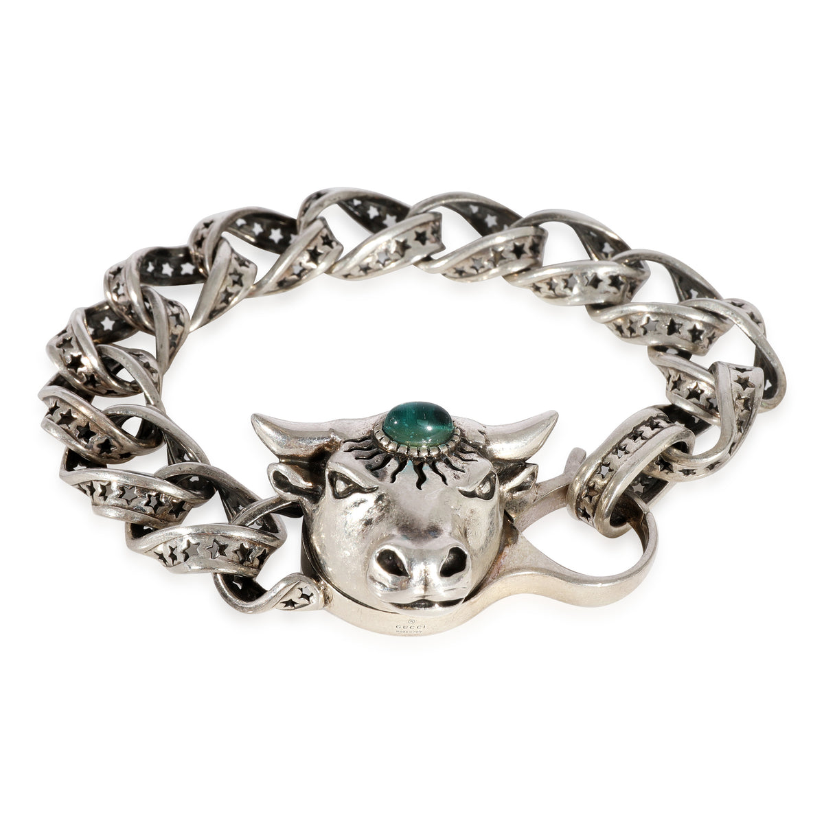 Gucci Anger Forest Bulls Head Link Bracelet in 925 Sterling Silver