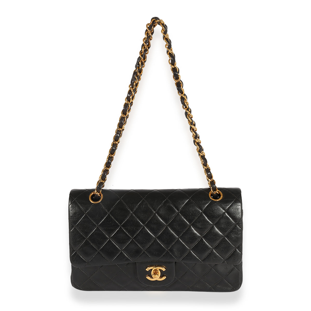 Chanel Vintage Black Quilted Lambskin Classic Medium Double Flap