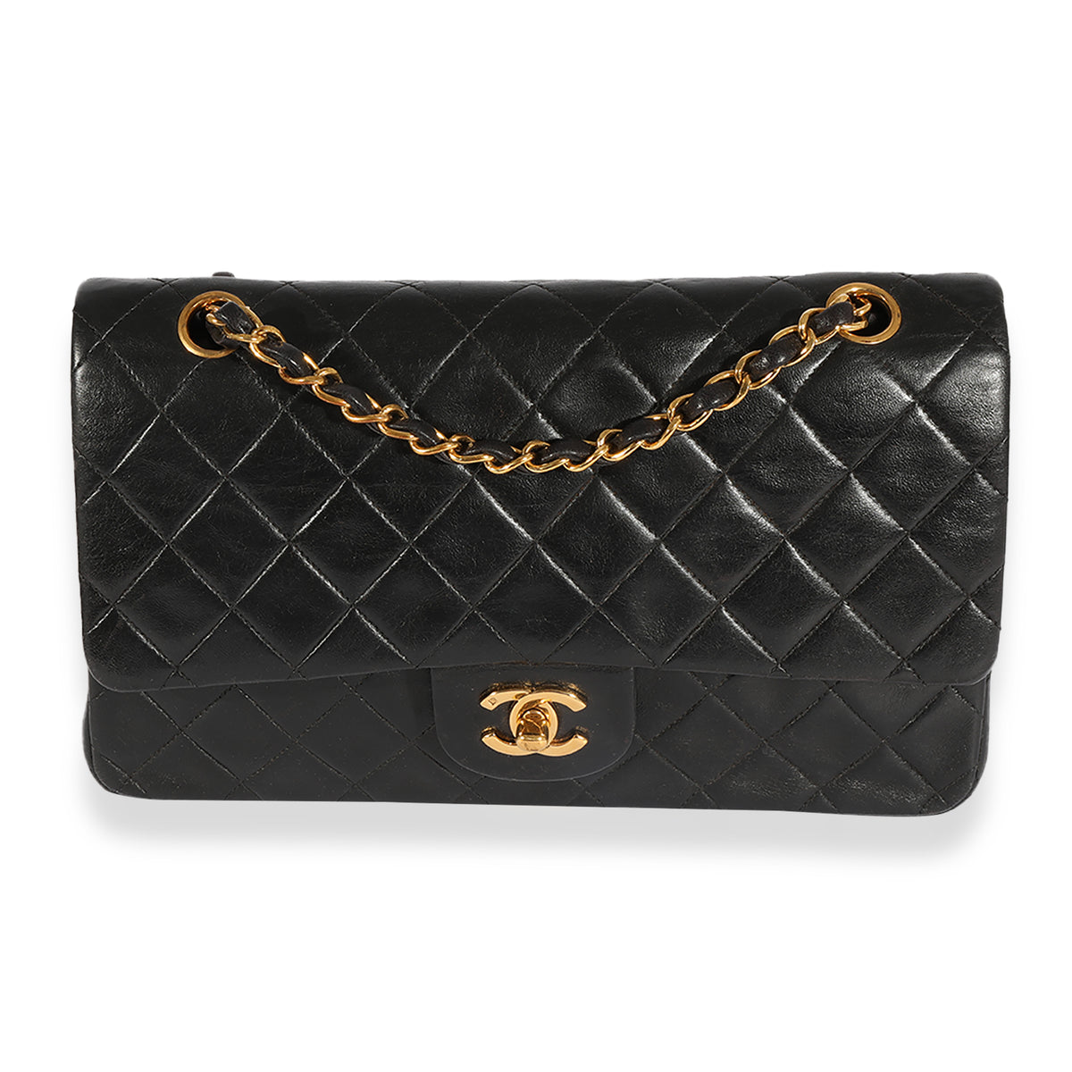 Chanel Vintage Black Quilted Lambskin Classic Medium Double Flap