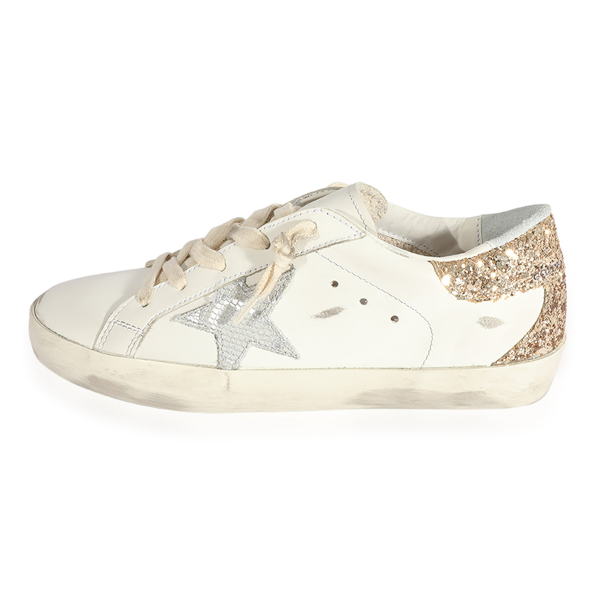 Golden Goose Superstar Kids White Gold Glitter