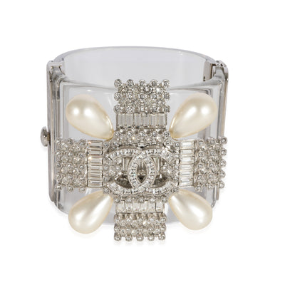 Chanel Icy Baroque Crystal Pearl Lucite CC Strass Bangle B 2018 P