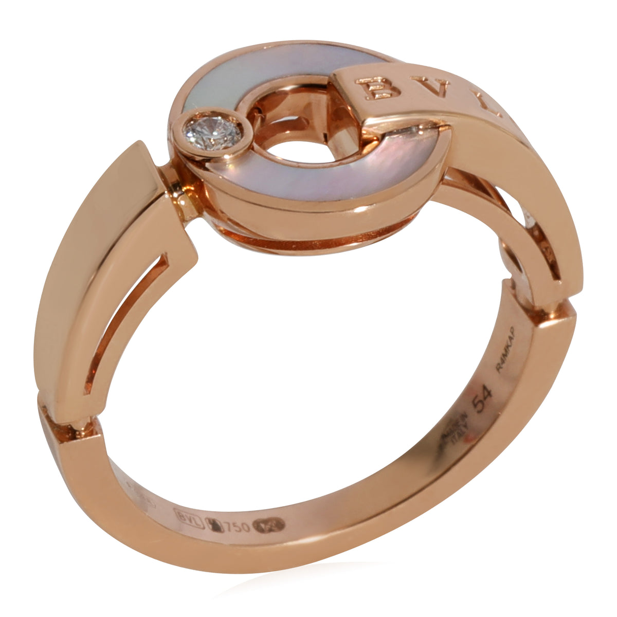 Bvlgari Mother Of Pearl Diamond Ring in 18k Rose Gold 0.04 ctw