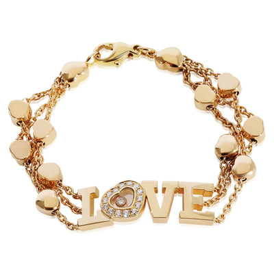 Chopard Happy Diamond Love Bracelet in 18k Yellow Gold 0.28 CTW