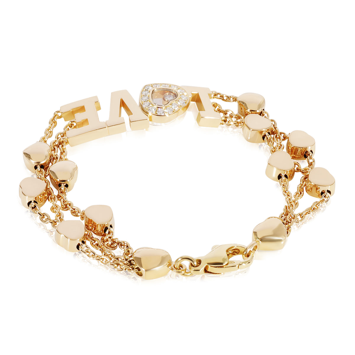 Chopard Happy Diamond Love Bracelet in 18k Yellow Gold 0.28 CTW